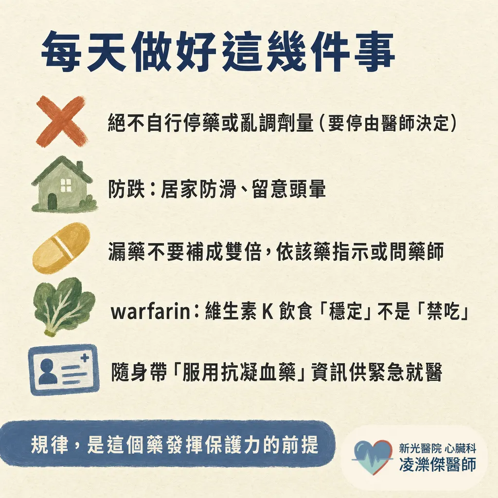 吃抗凝血藥要注意什麼?規律吃、別亂停、看得懂出血警訊 圖卡 6