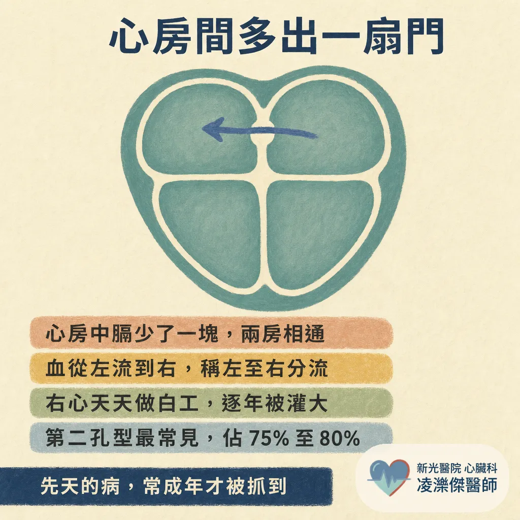 健檢聽到心雜音，才發現心房中膈缺損？成年才抓到的心臟「破洞」該不該關，心臟科醫師說清楚 圖卡 2