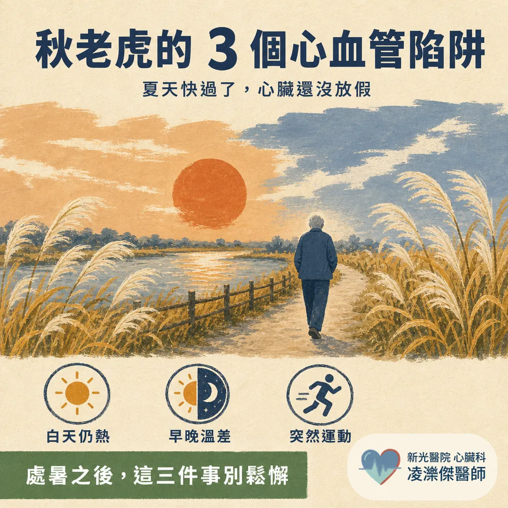 秋老虎的心血管陷阱：夏天快過了，心臟還沒放假——三個最容易鬆懈的盲點 圖卡 1