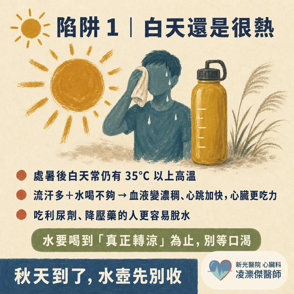 秋老虎的心血管陷阱:夏天快過了,心臟還沒放假——三個最容易鬆懈的盲點 圖卡 2
