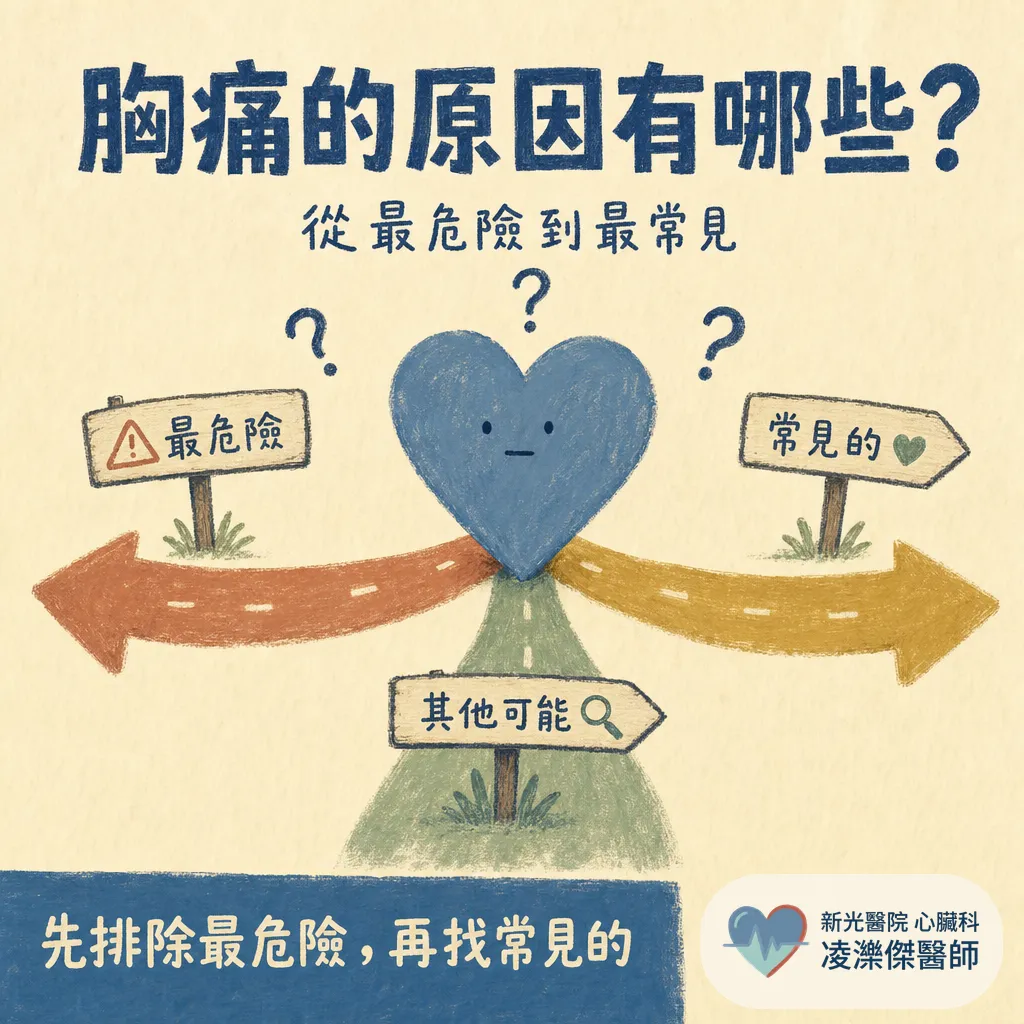 胸痛的原因有哪些？從最危險到最常見，一頁看懂怎麼分辨 圖卡 1