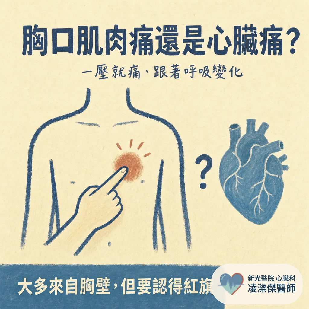胸口肌肉痛還是心臟痛?一壓就痛、會跟著呼吸變化的胸痛是什麼 圖卡 1