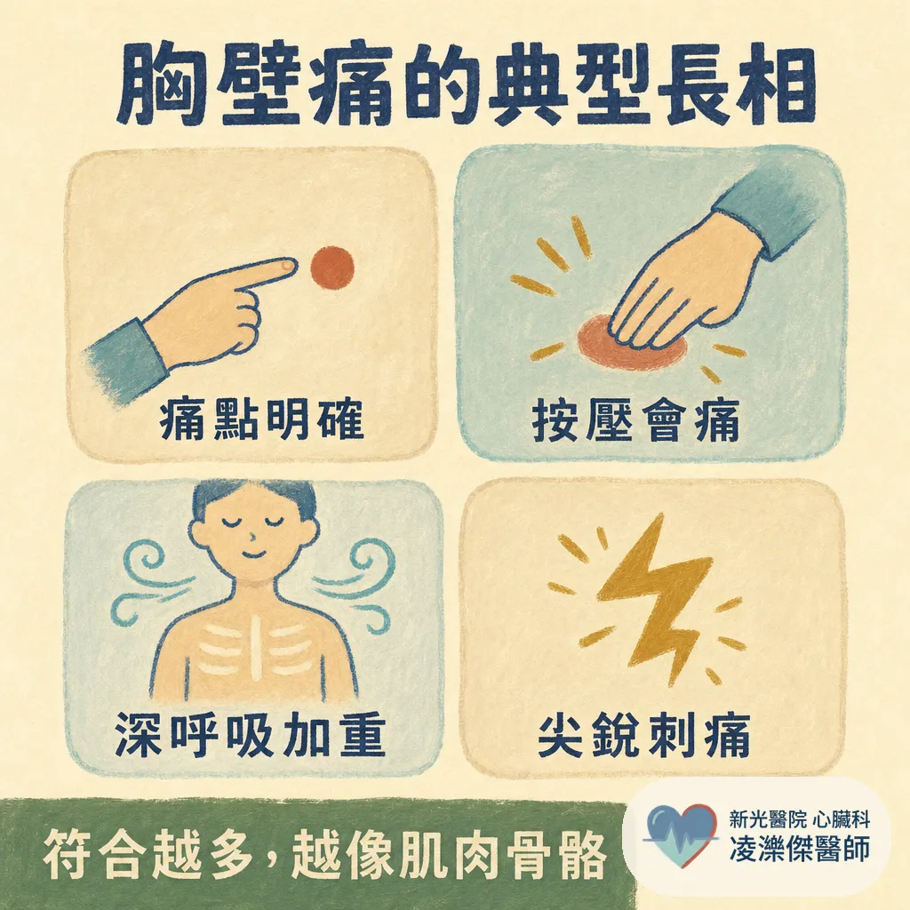 胸口肌肉痛還是心臟痛?一壓就痛、會跟著呼吸變化的胸痛是什麼 圖卡 2