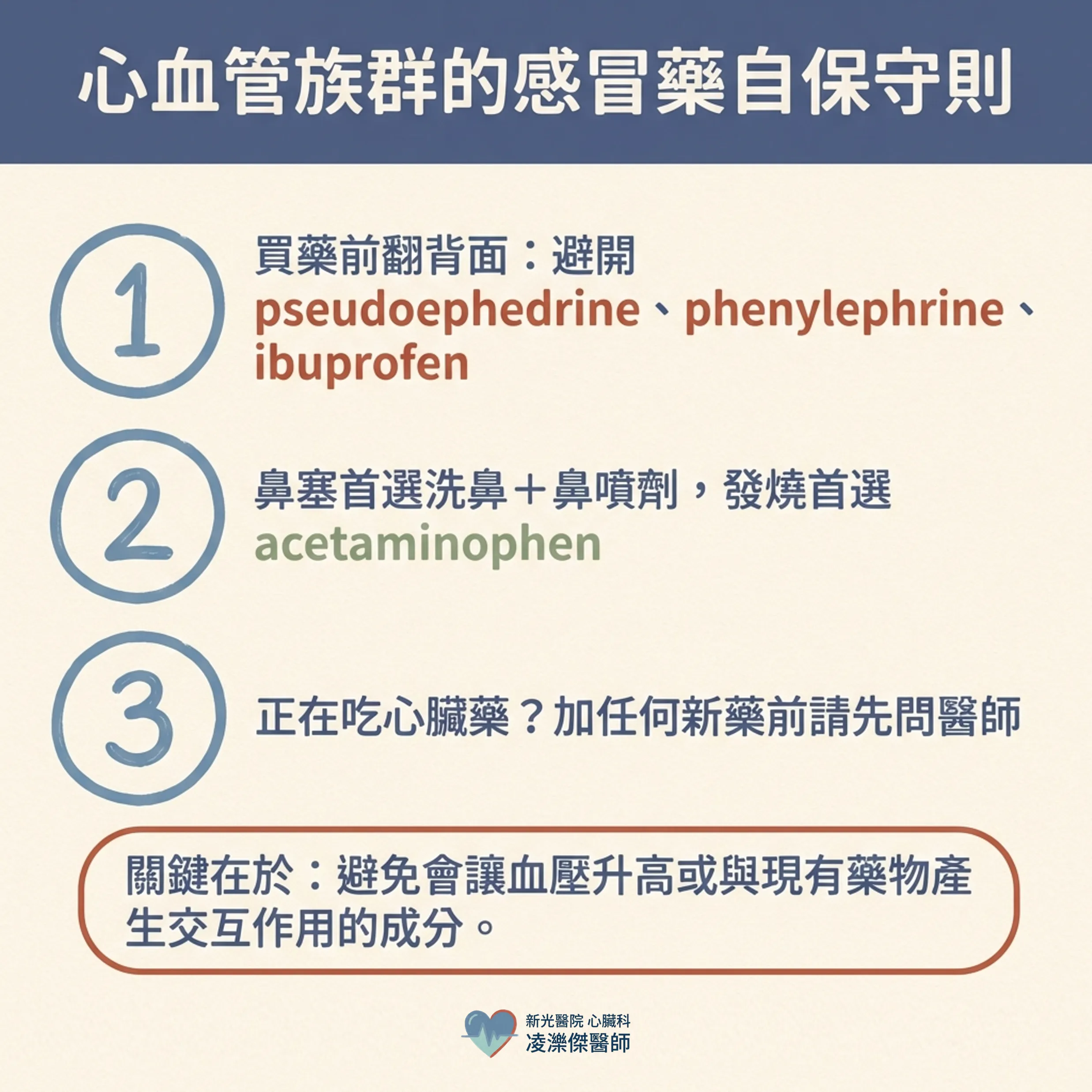 感冒藥裡藏地雷？心血管族群的用藥安全 圖卡 7
