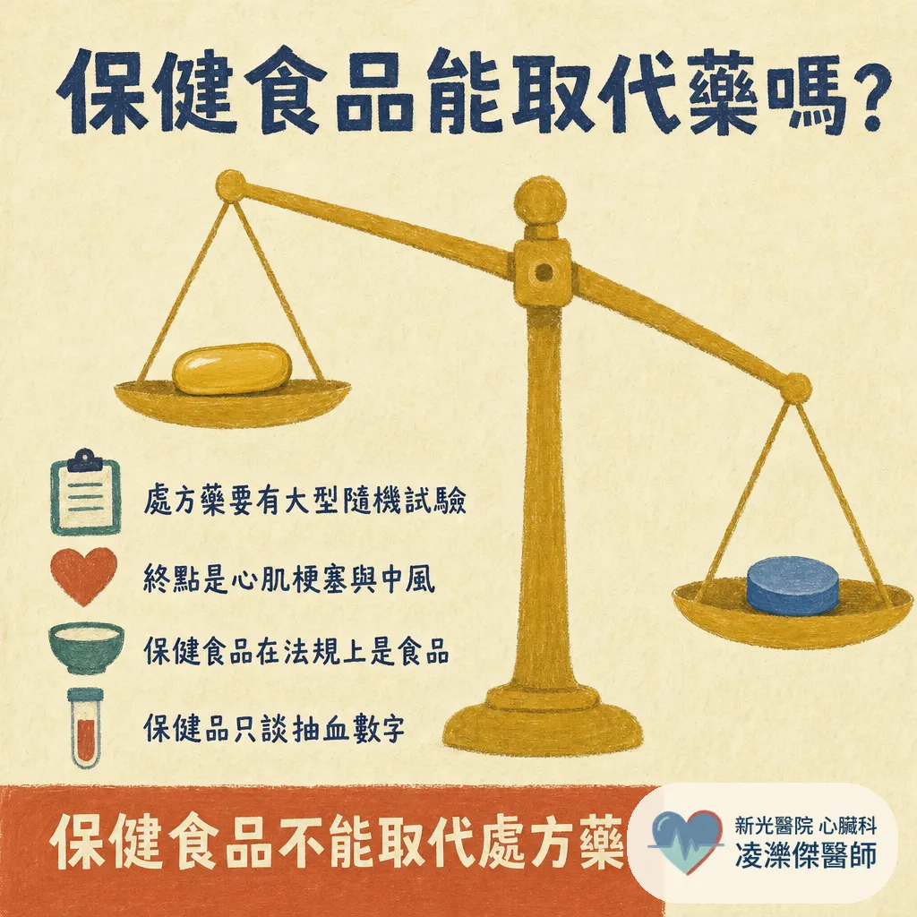 Q10 有效嗎?可以吃保健食品、不吃藥嗎?心臟科醫師誠實盤點 Q10、紅麴與魚油的證據 圖卡 3