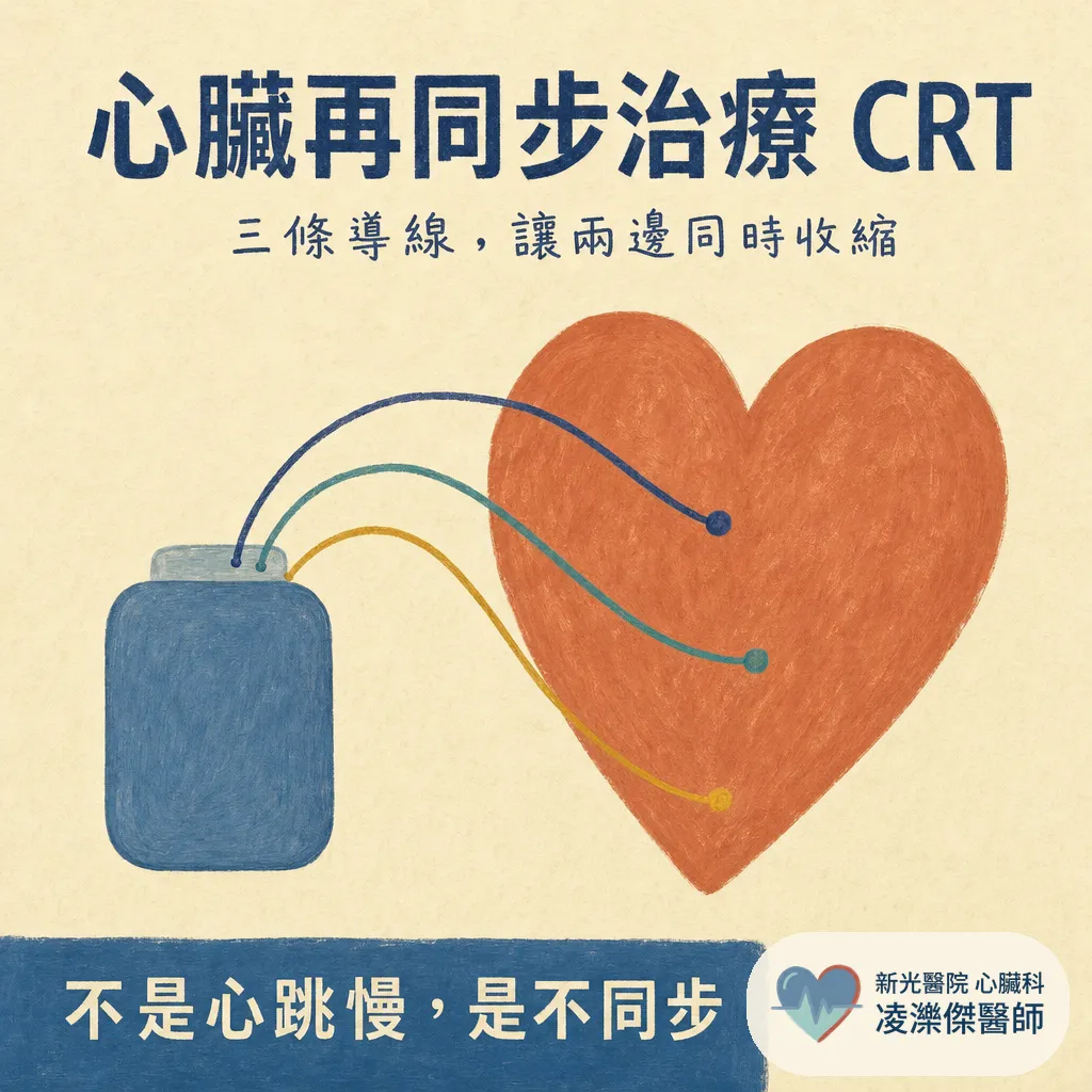 為什麼你需要心臟再同步治療(CRT)?藥都吃到位了還是喘,三條導線的節律器在做什麼 圖卡 1