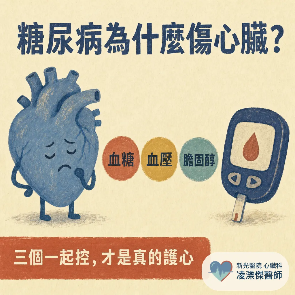 糖尿病為什麼傷心臟？血糖之外更要一起顧的三件事 圖卡 1