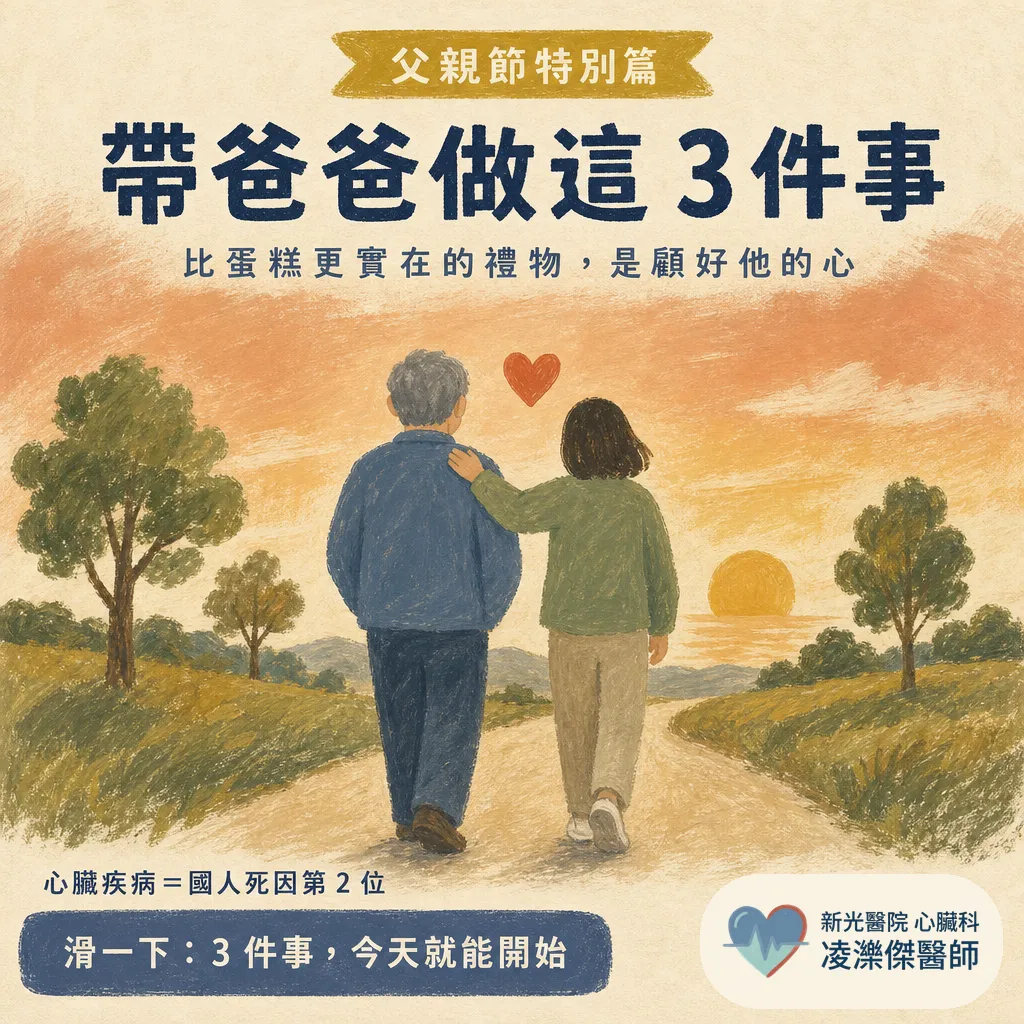 父親節帶爸爸做這 3 件事：問三高數字、認心臟病紅旗、一起養成護心習慣 圖卡 1