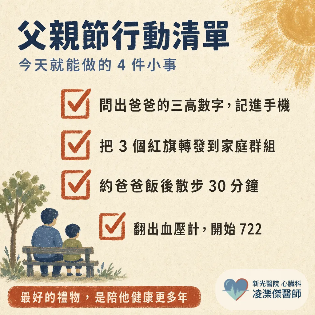 父親節帶爸爸做這 3 件事：問三高數字、認心臟病紅旗、一起養成護心習慣 圖卡 6
