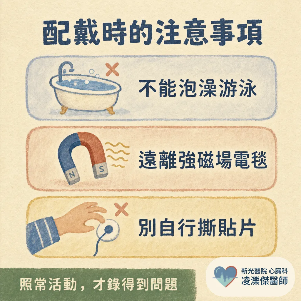24 小時心電圖（Holter）是什麼？怎麼戴、能不能洗澡、報告怎麼看 圖卡 4