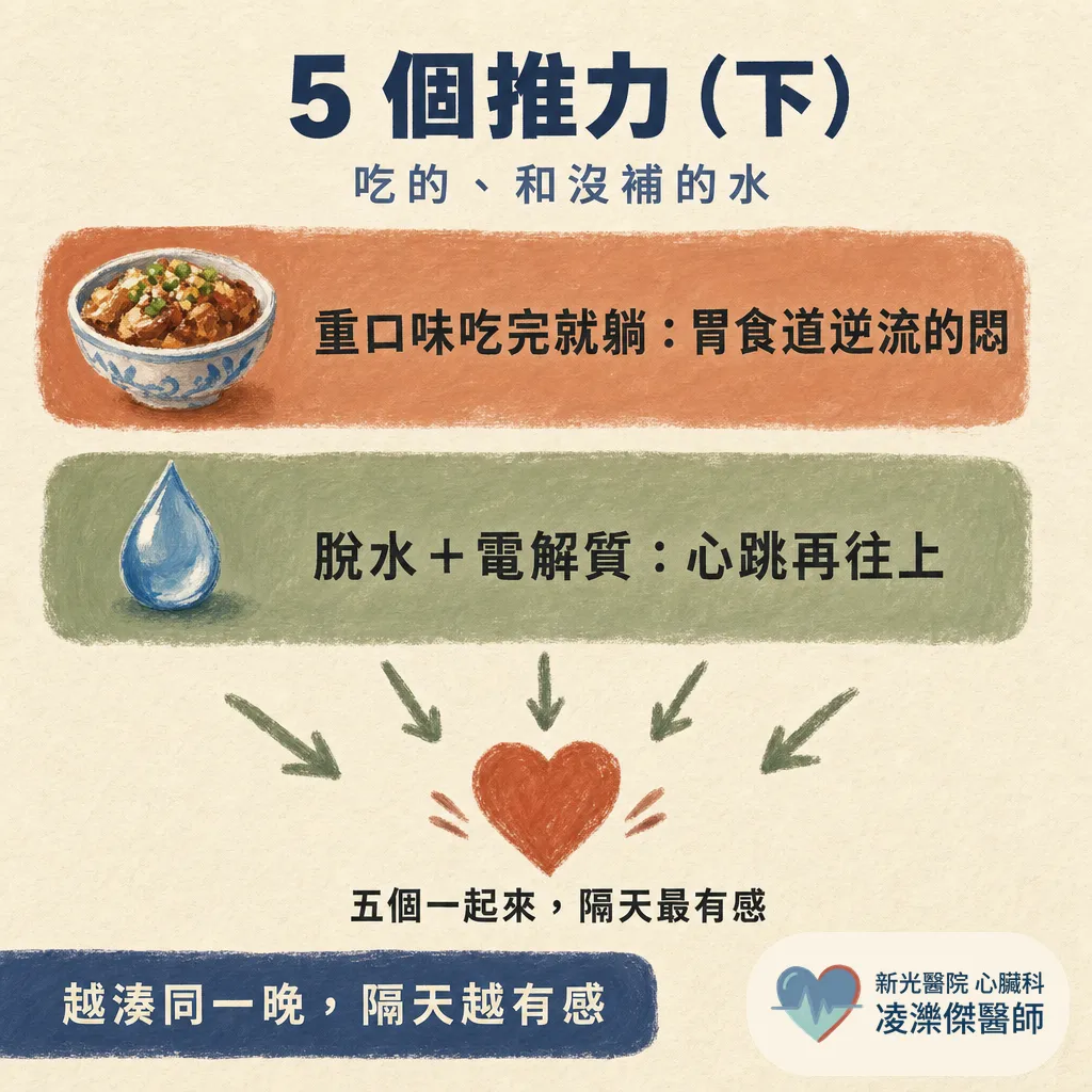 昨晚喝了又熬夜，今天心跳好快？隔天心悸胸悶的「疊加」原因 圖卡 4