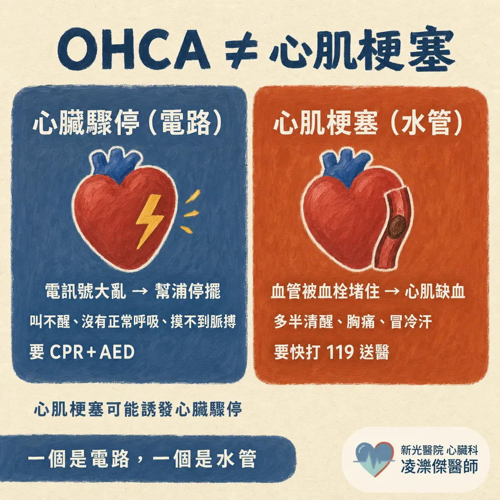 家人突然倒下、叫不醒又沒呼吸？認識 OHCA 院外心臟驟停與第一分鐘該做的事 圖卡 2
