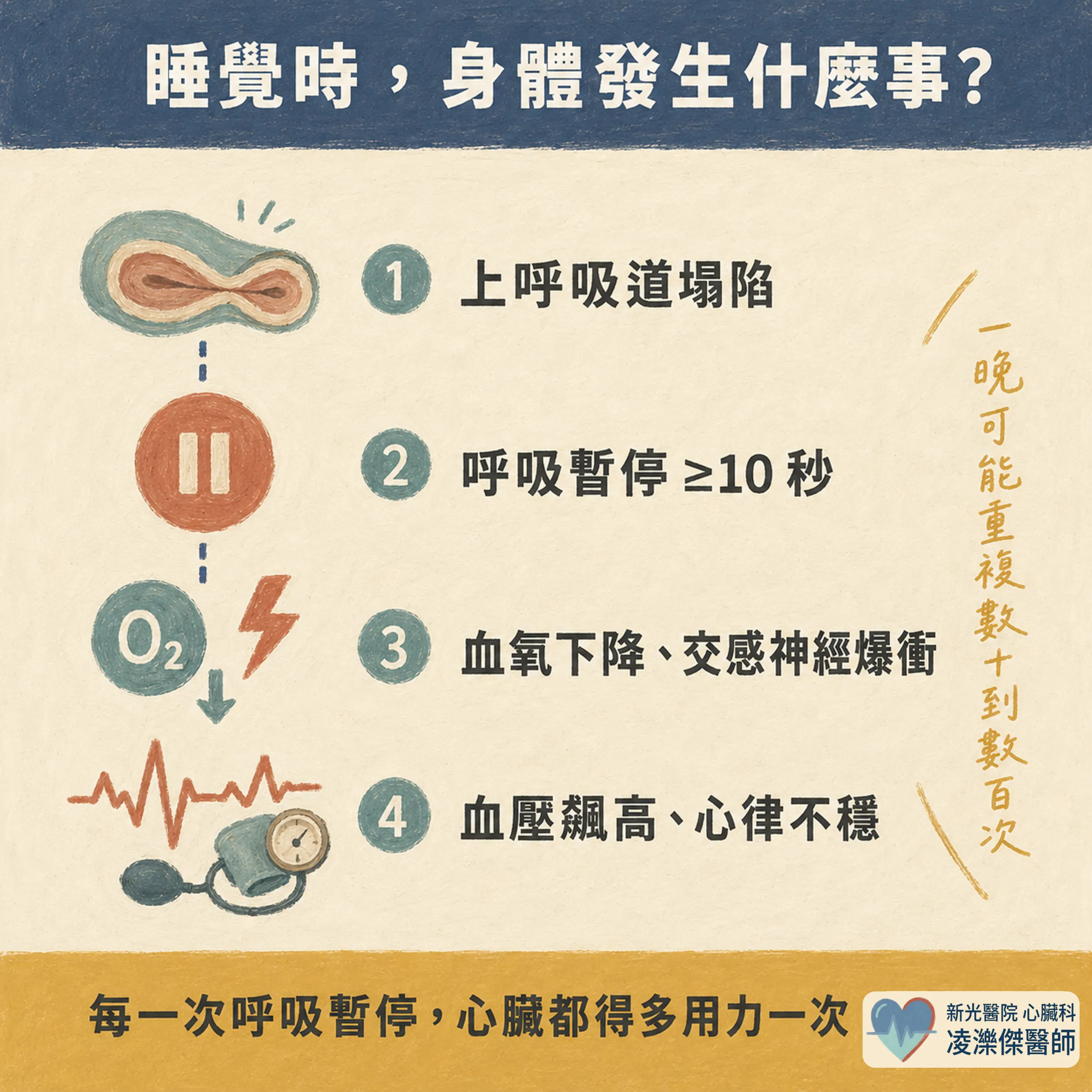 打鼾不是小事:睡眠呼吸中止如何推升血壓與心血管風險 圖卡 2