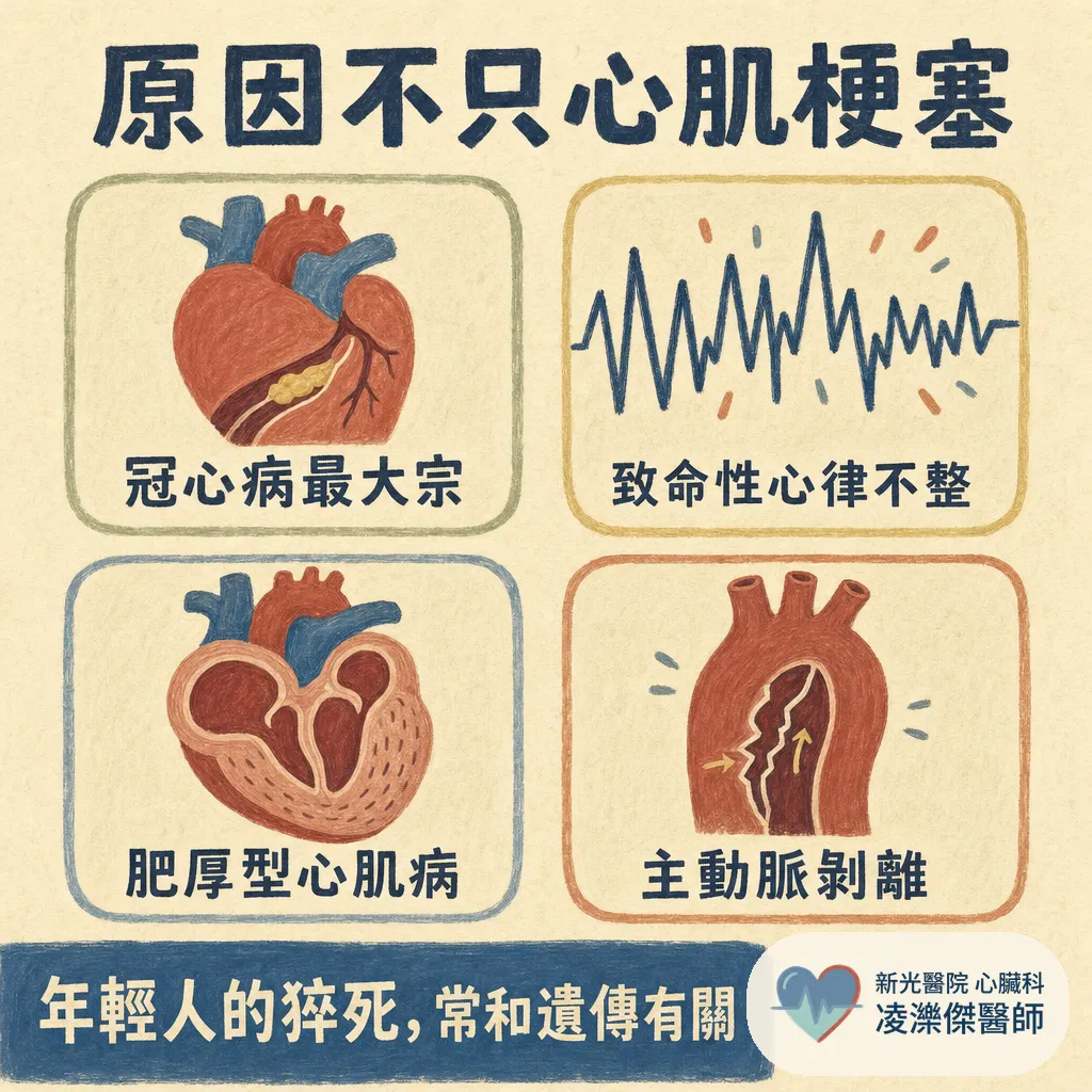 猝死不是毫無預警:半數事前有警訊,胸痛與喘最常見——高風險族群與預防完整解說 圖卡 4