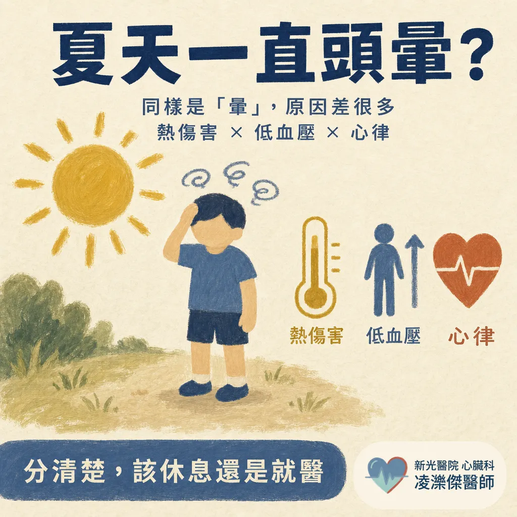 夏天一直頭暈?熱傷害、姿勢性低血壓、心律問題怎麼分 圖卡 1